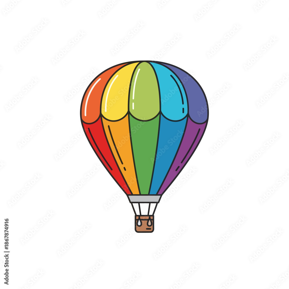 Fototapeta premium Rainbow Hot Air Balloon Illustration - Pride Colors, Travel, Adventure