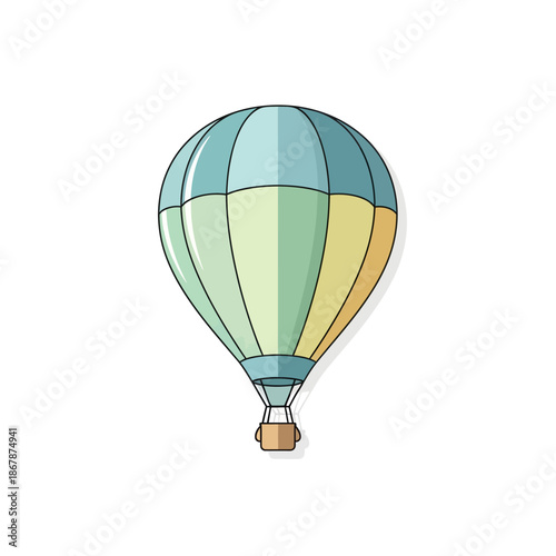 Colorful Hot Air Balloon Illustration Isolated on White Background