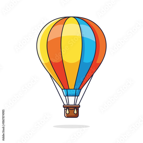 Colorful Hot Air Balloon Illustration Isolated on White Background