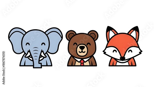 Cartoon animal heads in business.