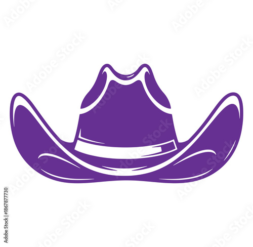 Purple cowboy hat silhouette isolated on white for western americana concepts and designs