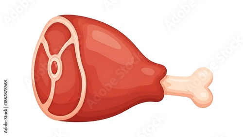 A delicious cartoon illustration of a cooked ham hock with a bone sticking out, ready to be served and enjoyed