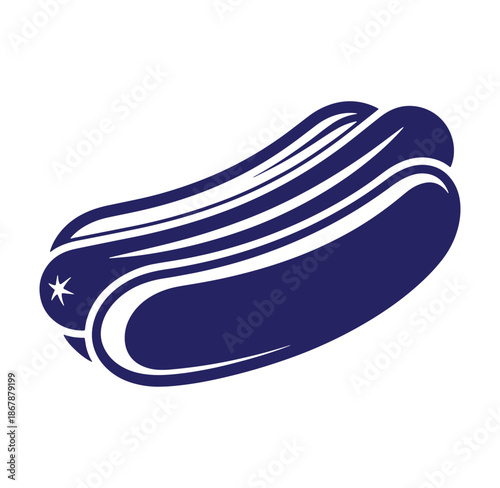 Stylized blue hot dog vector illustration representing fast food and american cuisine