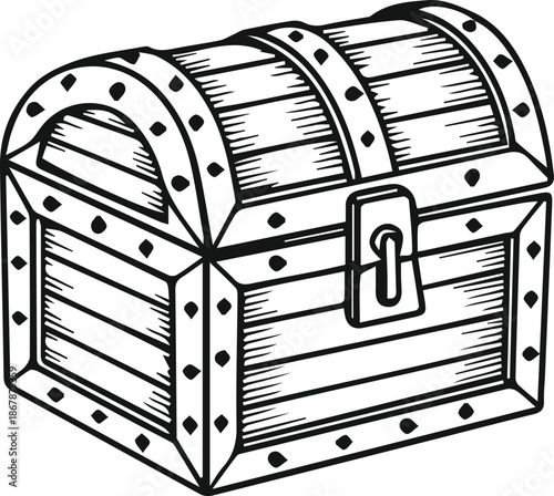 pirate treasure chest line art vector illustration