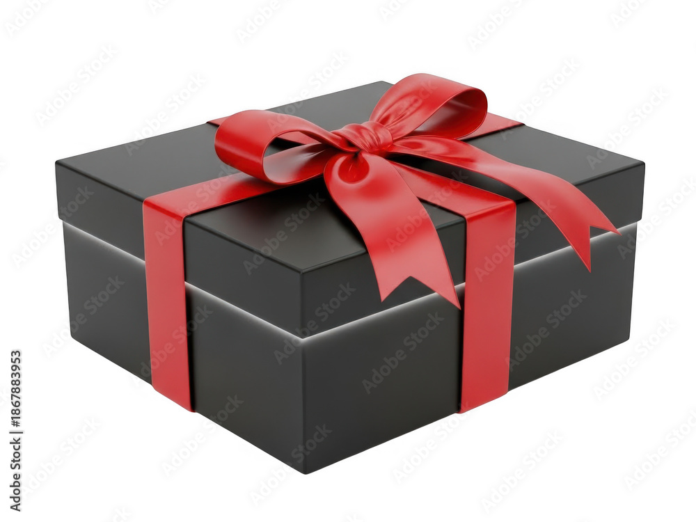 Fototapeta premium Gift box with red ribbon isolated on transparent background