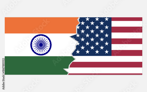 India usa breakup concept stock image, india USA conflict concept with flag image
