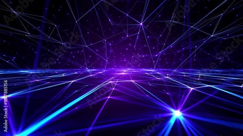 Abstract network of glowing lines and dots