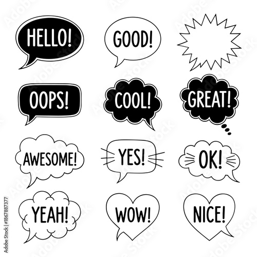 Collection of speech balloons for comics and advertising