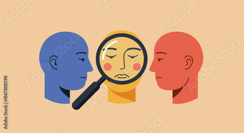 Examining a Persons Face with Magnifying Glass.