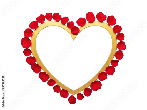 Decorative heart with red gems isolated on transparent background