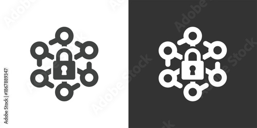 Centralized Network Security icon. Solid glyph series icon