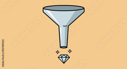 Funnel with Diamond Emerging from Bottom.