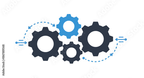Gears Mechanism Interconnected System Industrial Machinery.
