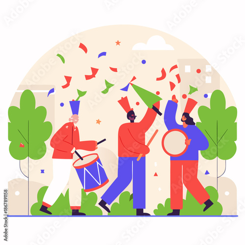 New Year Street Parade with Marching Bands