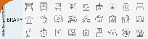 library icon set, education book management and archive system vector illustration