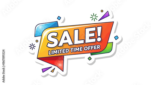 Big Sale Limited Time Offer Burst Banner with Colorful Decorations, Promotional Graphic Element