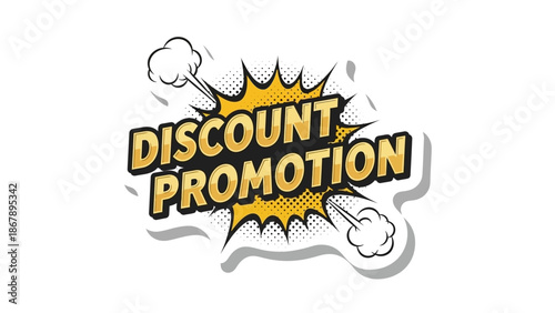 Dynamic comic-style 'Discount Promotion' banner for vibrant marketing campaigns, eye-catching sales events, and special offers