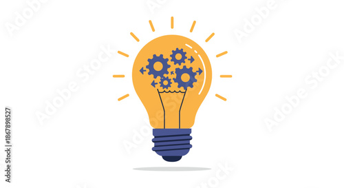 Light Bulb with Gears Inside Illustration.