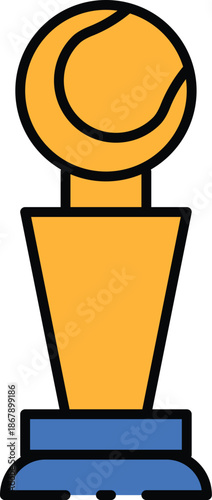 Vector illustration of a trophy with a tennis ball on top, symbolizing achievement in sports