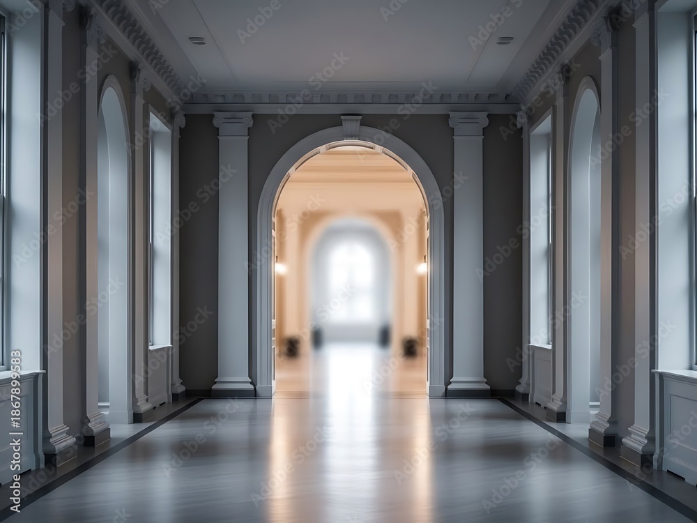 Obraz premium Elegant hall with arches and bright background in a classic building