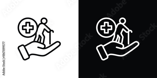 Geriatrics Icon Set Black And White