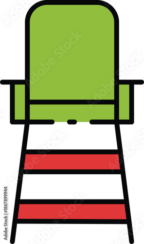 Illustration of a green director's chair in a vector format