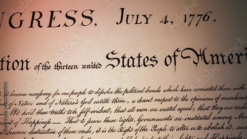 Historic USA Declaration - 4K Close Up Pan - I - Cinematic Ultra HD 3D realistic animation with candle flame light reflection effect