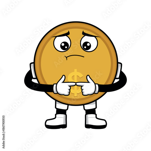 COIN CARTOON WITH EXPRESSION REGRET