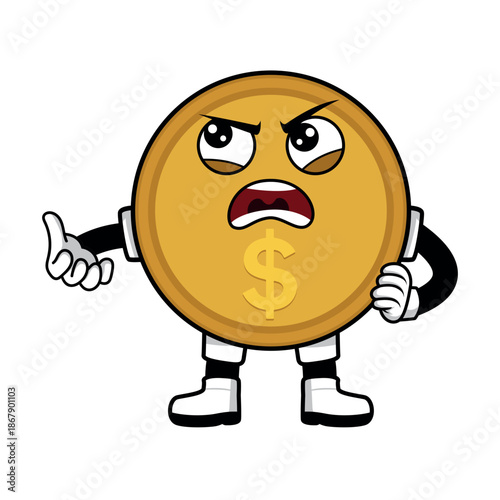 COIN CARTOON WITH EXPRESSION PROTEST