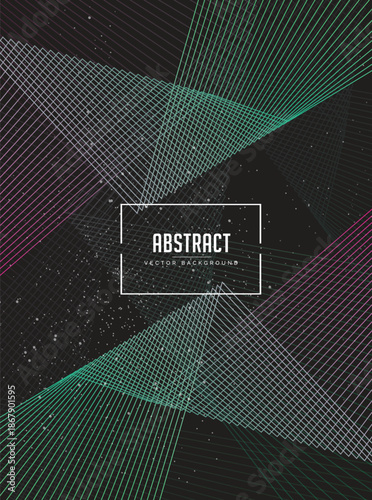 Abstract Dark Futuristic Background with Neon Geometric Lines