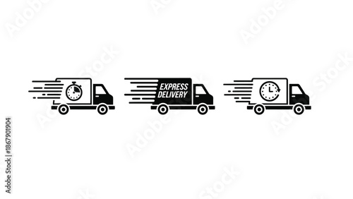 Fast delivery trucks with clocks and express delivery