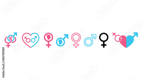 Diverse gender symbols in colorful modern design
