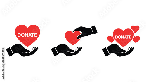 Donate heart hands giving charity symbols