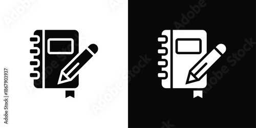 Journal Icon Set Black And White