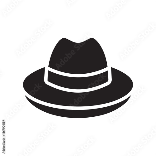 park ranger hat icon black silhouette vector illustration on transparent background