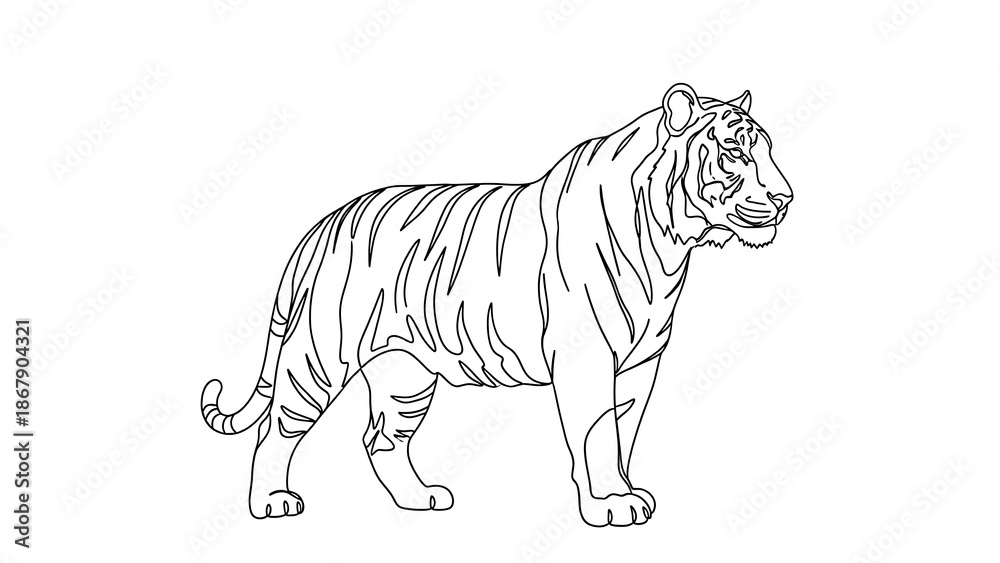 Fototapeta premium Line art tiger illustration on white background vector