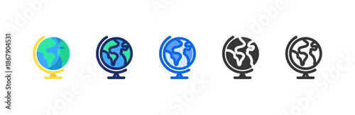 Globe icon multiple style collection. Vector illustration.