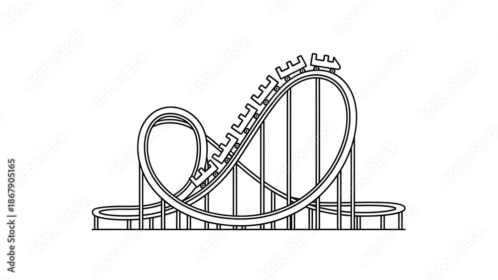 Obraz premium Rollercoaster graphic illustration on white background