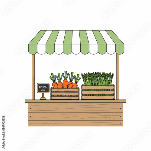 Fresh Produce Market Stall with Vegetables.