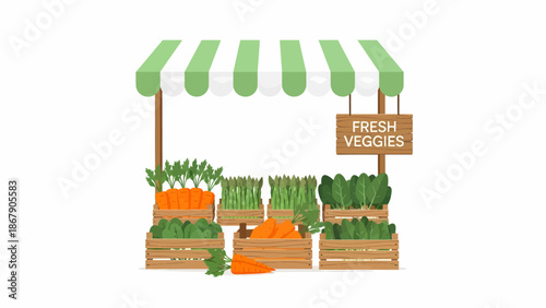 Fresh Vegetable Market Stall Display.