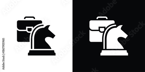 Business Strategy Icon Set Black And White