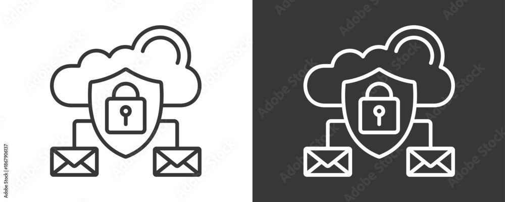 Fototapeta premium Secure Communication Icon Set Vector Collection Isolated In Black And White