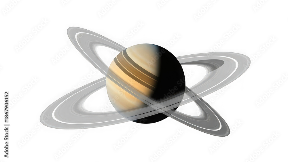 Fototapeta premium Saturn planet with rings on transparent background isolated