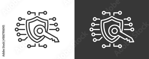 Encryption Key Icon Set Vector Collection Isolated In Black And White