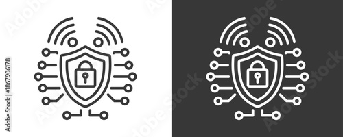 Network Security Icon Set Vector Collection Isolated In Black And White