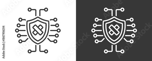 Security Patch Icon Set Vector Collection Isolated In Black And White