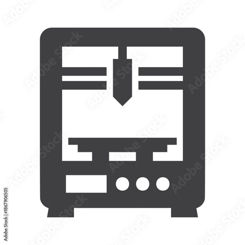 Vector illustration of a minimalist 3D printer, silhouette..eps