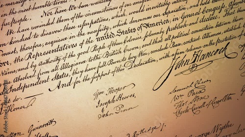 Historic USA Declaration - 4K Close Up Pan - III - Cinematic Ultra HD 3D realistic animation with candle flame light reflection effect