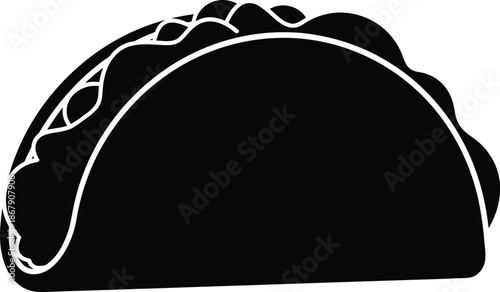 Black taco outline illustration a delicious mexican food graphic on transparent background silhouette