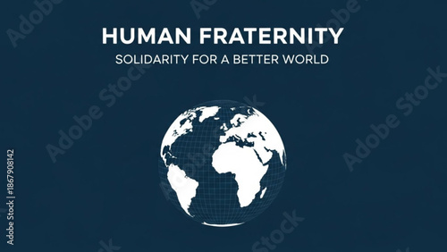 Human fraternity concept with globe on dark background representing solidarity for a better world with global community and social responsibility